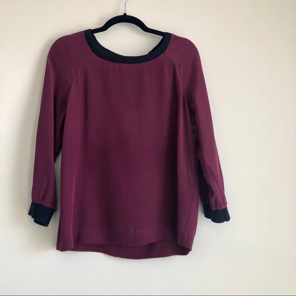 J. Crew Burgundy Silk Sweatshirt